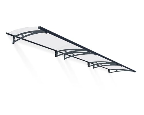 TERRANDO Canopia by Palram Vordach für Haustür Aquila 4500 Pultvordach 450 x 92 cm Grau Sonnenschutz Haustürvordach inkl. Regenrinne
