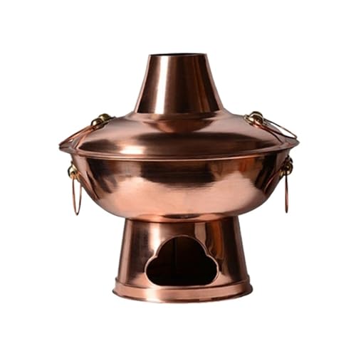 INUUXLG Vintage Hot Pot Copper Hot Pot Pure Copper Old-Fashioned Mutton Handmade Copper Pot Fire Boiler Shabu Cooker