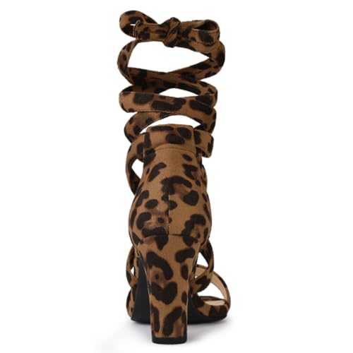 Allegra K Women's Lace Up Block Heels Sandals3