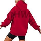 Generisch Hoodie Elegantes Kapuzen-Sweatshirt Hoodie Basic Elegante Sweatshirts mit (Red L)