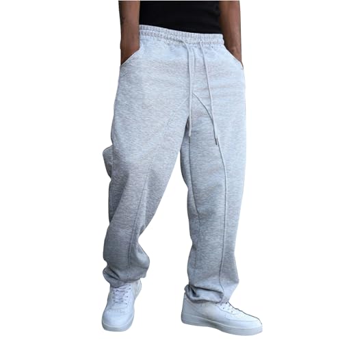 Baggy Sweatpants Men Men's Drawstring Waist Straight Wide Leg Pants Workout Athletic with Pocket