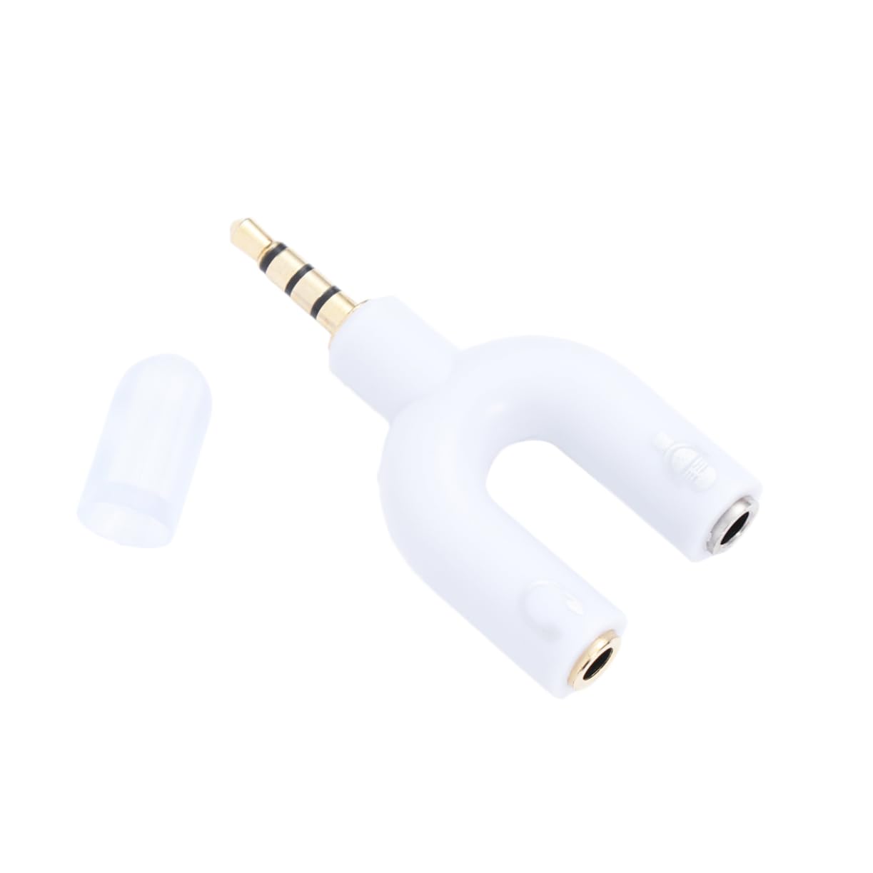 Lurrose Female to Male Audio Adapter Headset and Microphone Converter for Laptops and Mobile Devices for Traveling White