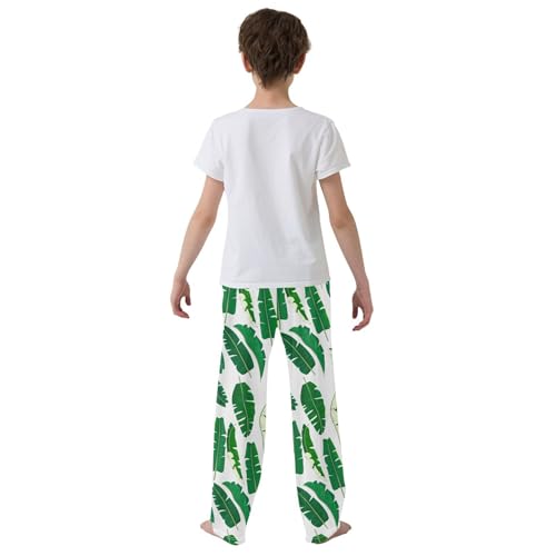 ZZXXB Banana Leaves Boys Long Pants Soft Trousers Elastic Waist Kids Lounge Bottoms with Pockets S-XL3