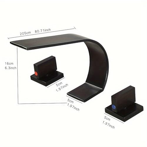 Grifo de cascada de 3 hoyos negro mate para lavabo con 2 asas LWX 4