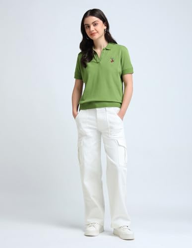 Image of U.S. Polo ASSN. Women's Cotton Solid Loose Fit Polo Shirt