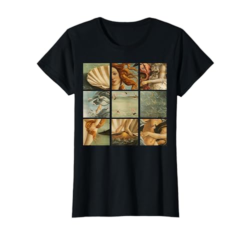 The Birth of Venus, Sandro Botticelli – Famous Paintings T-Shirt, Women, Black, X-Large