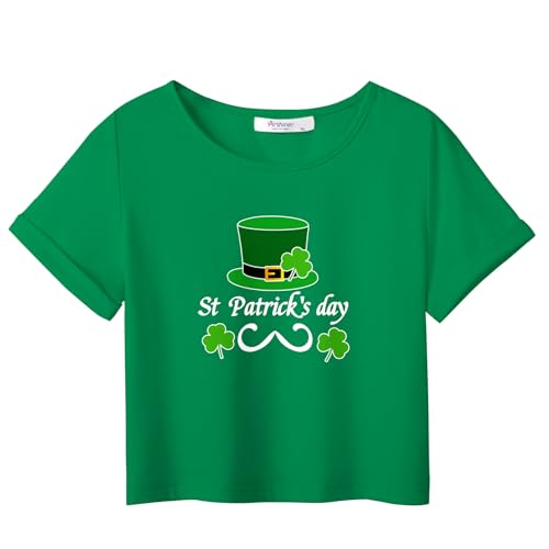 Arshiner Girls Green St Patricks Day Shirt Funny Shamrock Patricks Day Outfit for Girls Green Clover - St. Patrick's Day 7-8 Years