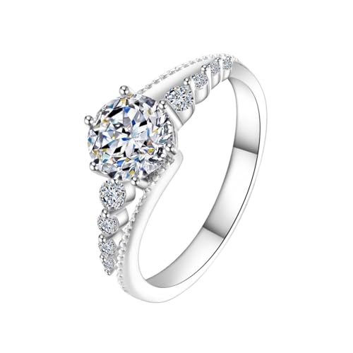Bague de fiançailles en moissanite ronde et argent VVS1 de luxe