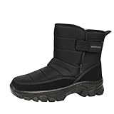 MEIbax Bottines Fourrées Femme Homme Bottes Fourrure Doublure Chaude Imperméable RandonnéE Bottines Semelle AntidéRapant Chaussures Mousse A MéMoire Chaussures D'Hiver (Black, 41)