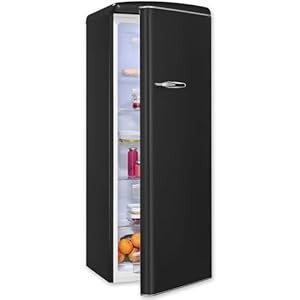 Exquisit Retro-Kühlschrank, ohne Gefrierfach, 229 Liter, groß, 5 Ablagen, Gemüsefach, Temperaturregelung, RKS325-V-H-161E mattschwarz