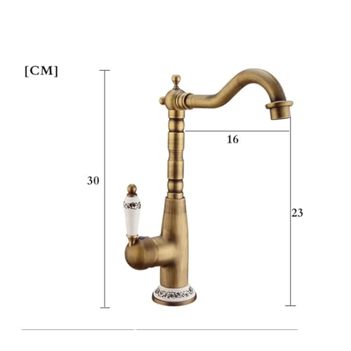 Mitigeur chaud et froid de lavabo rétro avec robinet pivotant bronze - 6