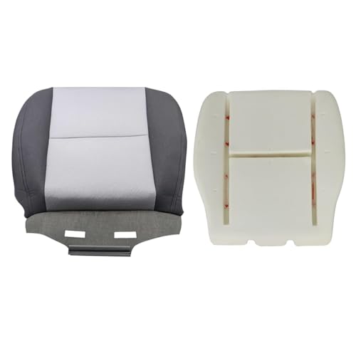 GXARTS Driver Side Bottom Replacement Cloth Ebony & Titanium Seat Cover & Foam Cushion Compatible with GMC Sierra 1500 2500 3500 with Chevy 2007 2008 2009 2010 2011 2012 2013 2014