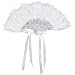 FOMIYES Abanico de Perlas de Encaje Abanicos de Mano Plegables Abanico de Boda para Novia Abanico de Actuaciones para Boda Fiesta en La Iglesia