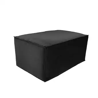 Factory Direct Partners Velvety and Vinyl Overstuffed Rectangle Ottoman for Living Room, Lounge, Office - Onyx