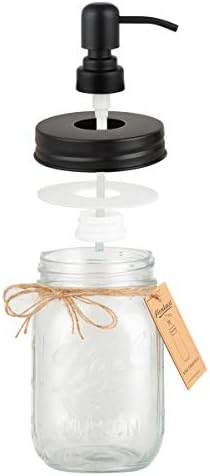 Plomkeest 2-Pack 16oz Mason Jar Soap Dispenser Clear Glass Jar Soap Dispenser with Stainless Steel Pump Liquid Soap Dispenser for Bathroom,Kitchen Decor