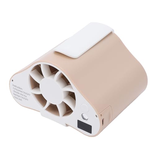 Ventilador de cintura portátil premium con pantalla LED y acabado marrón claro 6