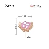 24pcs Funny 6 7 Cupcake Toppers, I Was 6 Now I’m 7 Birthday Cupcake Toppers, 6-7 Six Seven with Hand Cupcake Picks for Birthday/Gen Z Theme Party Decoration - Brown&Pink Glitter