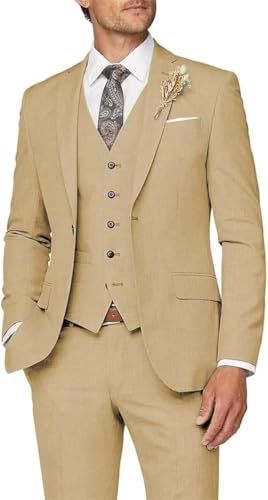 Champagne Mens Blazer Pants Vest 3 Pieces Suit Formal Party Prom Tuxedo for Wedding Wear Clothes Notched Lapel