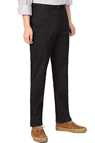Pantalon plat homme sergé lavé stretch noir P&L chino classique 36W