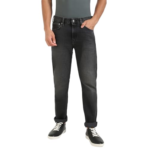 Tapered Fit uomo jeans slim fit denim nero