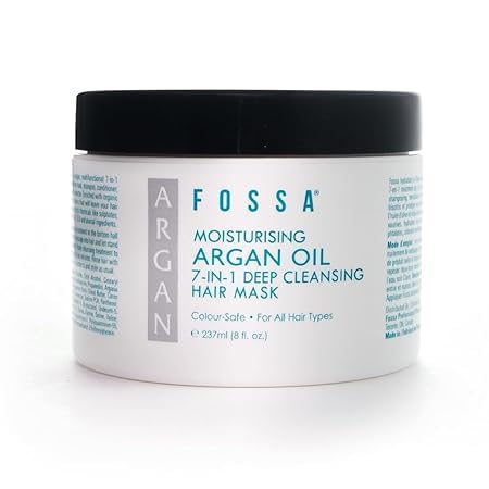 Fossa BEAUTY Moisturizing Argan Oil 7-in-1 Hair Mask | Hair Growth Serum, Shampoo, Conditioner, Detangler, Shine Enhancer & Frizz Reducer | All Hair Types, Colour Safe | 237ml, 8 fl. oz.