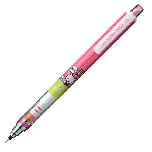 Uni-ball Kuru Toga Hello Kitty Auto Lead Rotation Mechanical Pencil - 0.5 Mm - Pink Retro