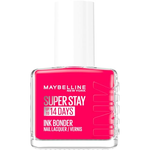 Maybelline New York - Vernis à Ongles Coloré Longue Tenue - Couleurs Intenses et Pigmentées - Renforce les Ongles Abîmés - Superstay Ink Bonder - Teinte : Rose Fuchsia 180-12 ml