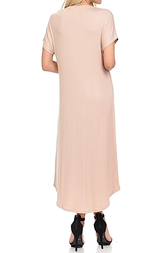 Image of iconic luxe Women's A Line Short Sleeve T Shirt Midi Dress Summer Casual