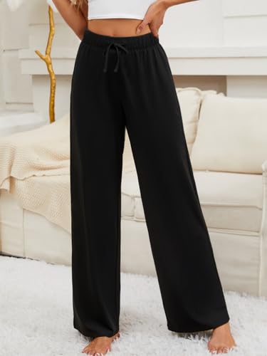 Women's Soft Straight Leg Lounge Pants with 2 Pockets for Outdoors & Home