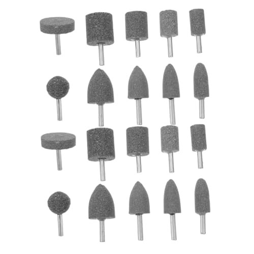 SOLUSTRE 20pcs Corundum Grinding Wheel Bits Polishing Carving Stones Abrasive Stone Heads for Metal Sharpening Grinding Bits Shank Rotary Tool Accessories