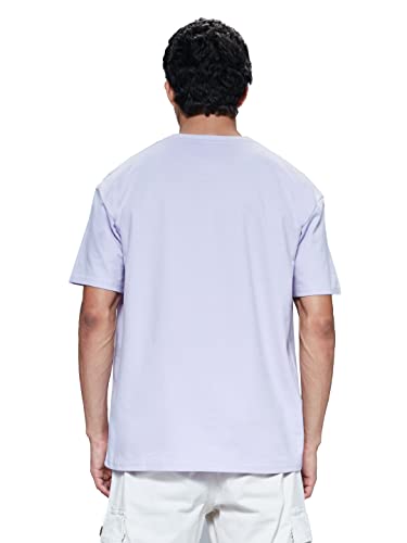 Image of The Souled Store Men Lavender Solid Oversized T-Shirts