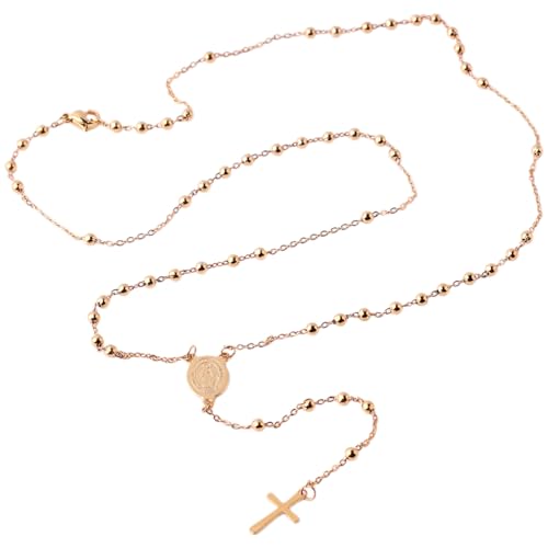 Intercession Gold-Tone Stainless Steel Rosary Necklace