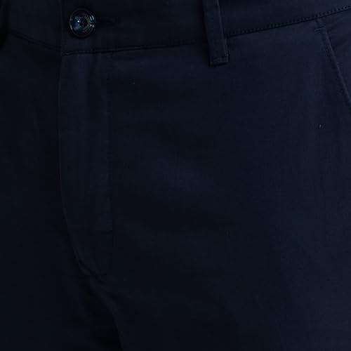 Image of Colorplus Men's Cotton Blend Solid Piece Dyed Pattern Contemporary Fit Flat Front Casual Trouser