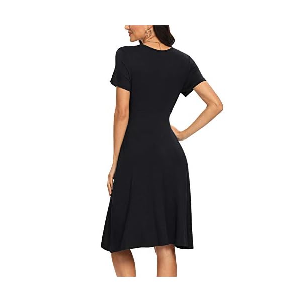 LILBETTER-Womens-Summer-Casual-Short-Sleeve-V-Neck-Short-Party-Dress-with-Pockets LILBETTER Women's Summer Casual Short Sleeve V-Neck Short Party Dress with Pockets Black Large