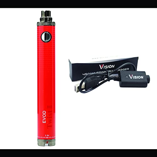 Vitavap' - Pack batterie Evod Twist 2 avec chargeur USB Vision Spinner 2 | Rouge | Sans tabac ni nicotine