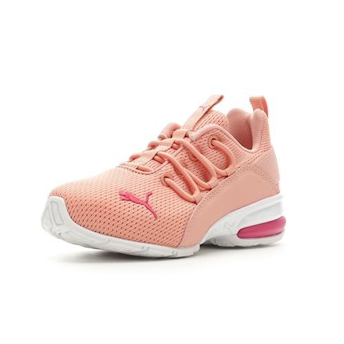 PUMA Cross Training Shoes Axelion Mesh Sneaker, 10.5 US Unisex Little Kid, Poppy Pink White-pinktastic