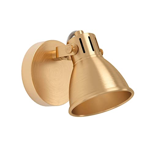 Eglo lampada da parete LED Seras, applique da parete con spot orientabile, illuminazione per interni, da corridoio in metallo in ottone spazzolato, con lampadina GU10, bianco caldo