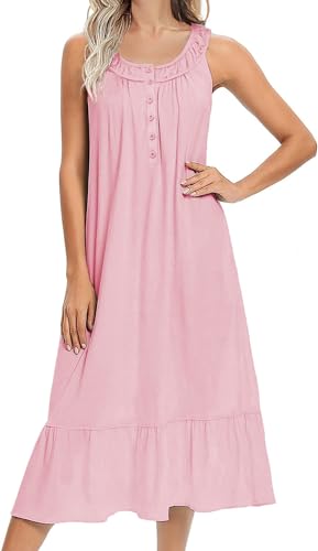 Image of Ekouaer Women's Nightgowns Long Sleeveless Night gown with Pockets Soft Ladies Nightdress