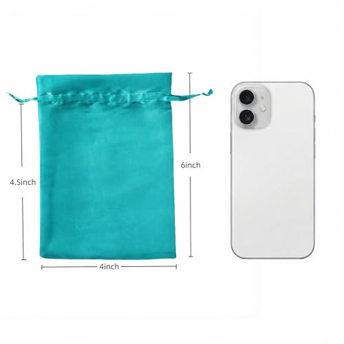 Image of QIANF 20 Pcs Peacock Blue Small Organza Bags 4X6 inch for Wedding Favors with Drawstring, Mini Mesh Gift Bags Jewelry Pouch for Candy Bridal Shower Party Favor Baby Shower Christmas