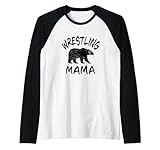 wrestling mama wrestling mom bear grafica per donne maglia con maniche raglan