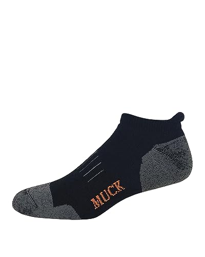 MUCK Boot Mens Ultra Dri Low Cut Cushioned Heel Tab Socks 2 Pair Pack