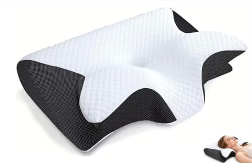 FUHUBB VitaSleep - Vita Sleep Migraine Pillow Cooling Neck Pillow for Side Sleepers - Ergonomic Support for Pain Relief Breathable Hotel Pillows for Back Stomach & Side Sleepers (Black)