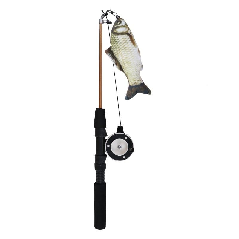 Gorwagely Cat Fishing Toy, Retractable Cat Wand Toys Cat Teaser, Telescopic Fishing Pole (Grey)