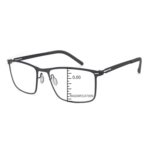 ProEyes Longitude 3, Progressive Blue Light Blocking Screwless Lightweight Readers, Anti-Reflective Resin Lens, 0 Power on Top Lens (Black, 1.00 x)