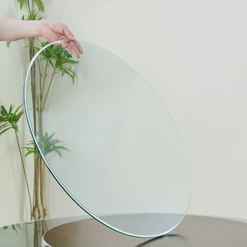 LMVYUVLF Tablero De Mesa Redondo De Vidrio Templado, Tablero De Mesa Redondo De Vidrio For Patio, Borde Pulido Templado Grueso, Placa De Vidrio Circular Redonda Premium Biselada(100cm(39IN))