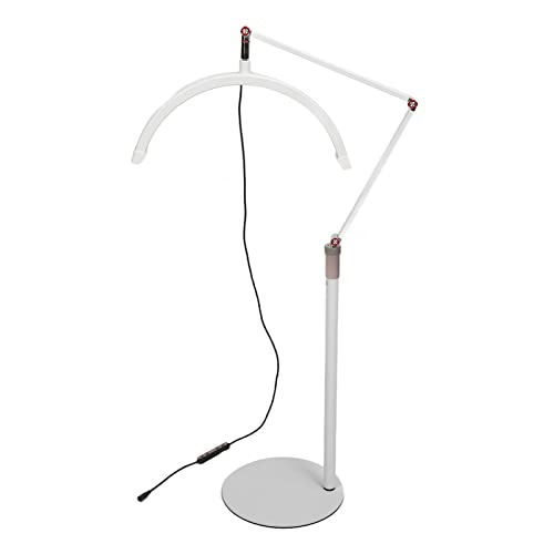 Lámpara de pie LED, 20W 360° Rotación Media Luna Lámpara de pie con soporte para teléfono, Lámpara de extensión de pestañas para belleza, cuidado de la piel, pestañas, cejas (Enchufe de la UE)