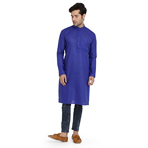 Kurta homme bleu le pyjama indien ample anti-transpiration