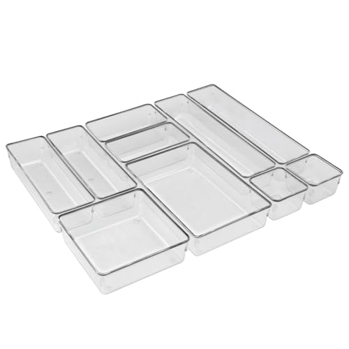 Kit 10 Potes Organizador Modular Para Gavetas, Bancadas e Armários, Plástico Transparente