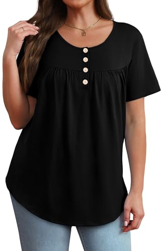 WIHOLL Womens Summer Tunic Tops Button Down Shirts Short Sleeve T-shirts Beach Vacation Clothes Spring S-3XL - Image 4