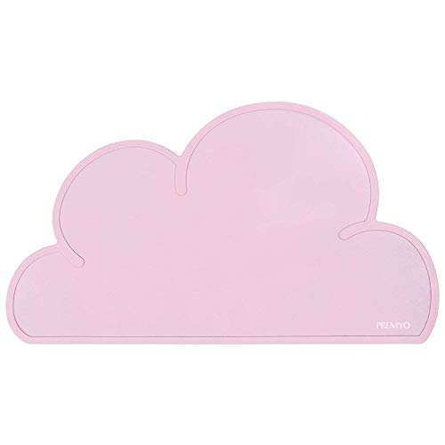 PREMYO Set de Table en Silicone Napperon Tapis Dessous de Plat Idéal pour Enfants et Adultes Simple à Nettoyer Lavable Étanche Forme de Nuage Rose Cover